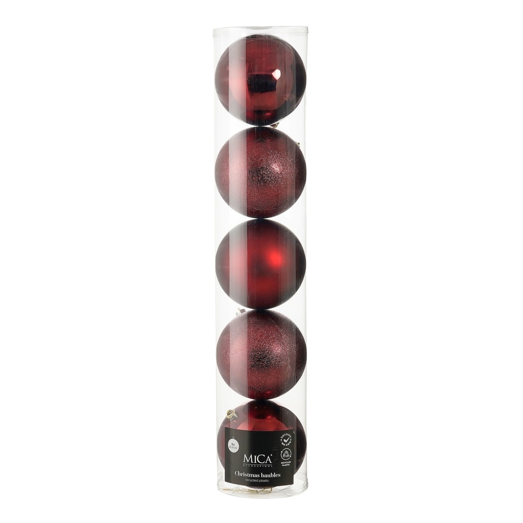 Boule incassable rouge foncé 5 pièces diam:20cm  