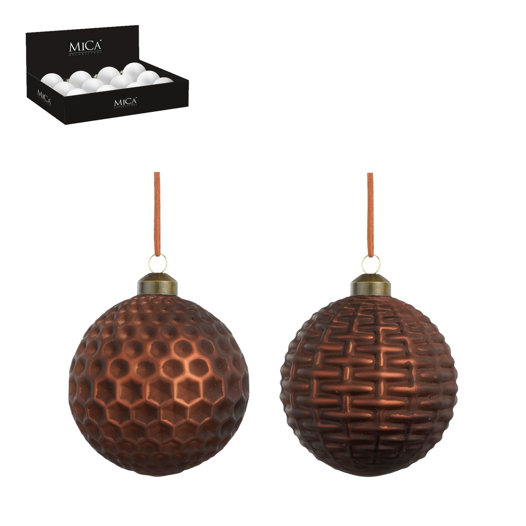 Boule en verre marron 2 assortiment diam:10cm