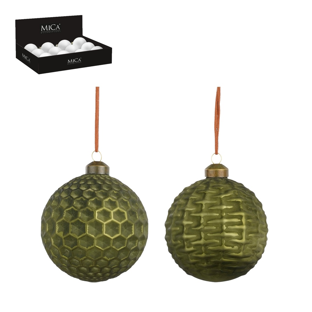 Boule en verre vert 2 assortiment diam:10cm 