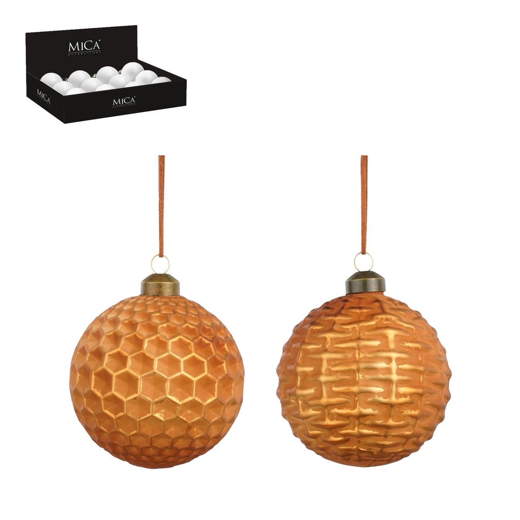 Boule en verre cuivre 2 assortiment diam:10cm  