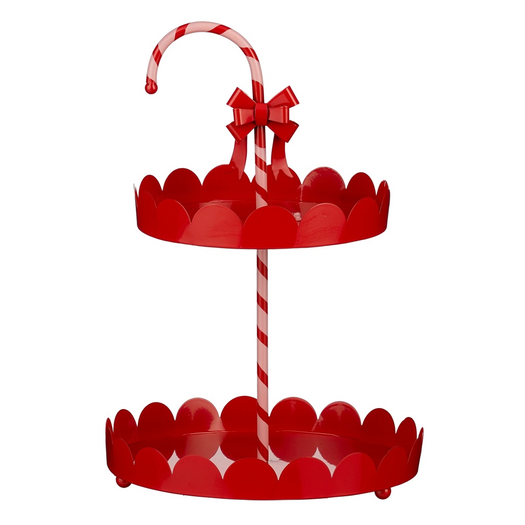 Plateau sucre d'orge rouge 42cm de hauteur et 29cm diamètre
