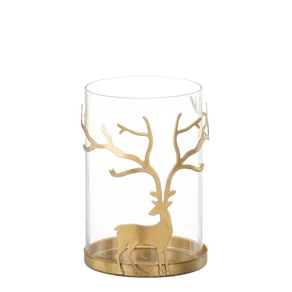Porte bougie renne or 15cm de hauteur et 10,5cm de diamètre