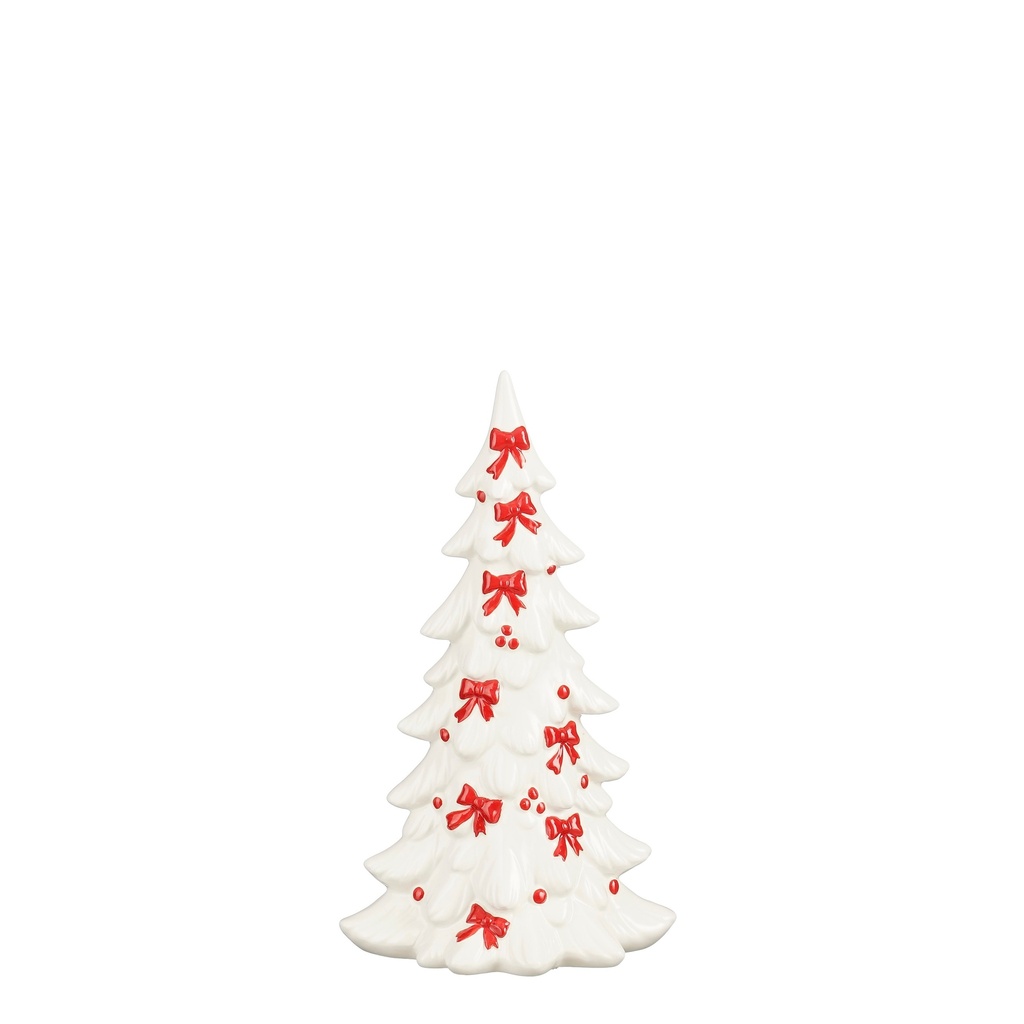 Arbre décoratif blanc avec noeud rouge L14,5xP10,5xH26cm
