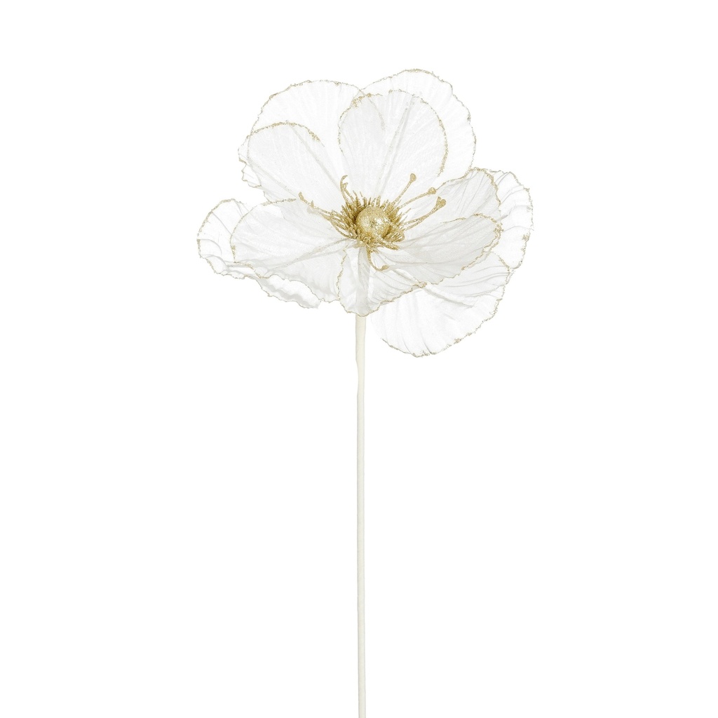 Fleur branche crème pailletté 45cm de long