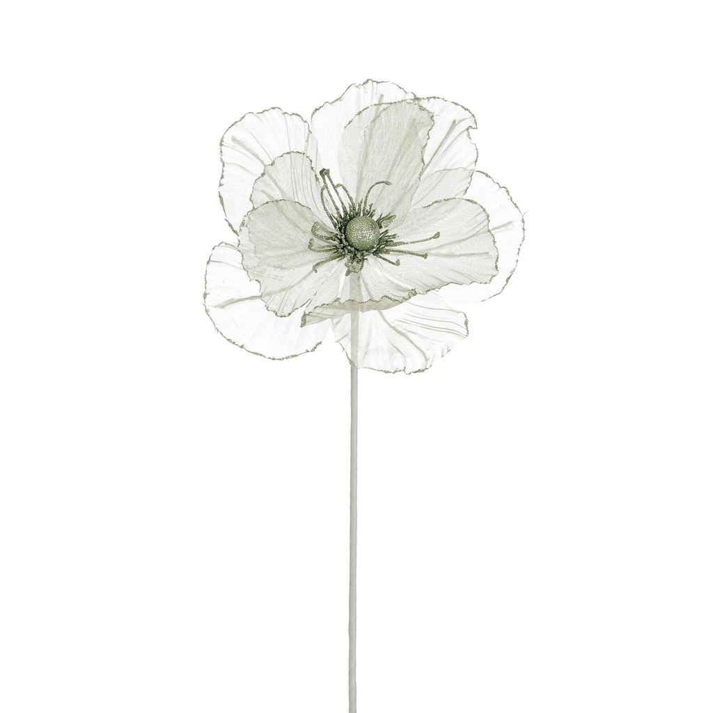 Fleur branche vert clair pailletté 45cm de long 