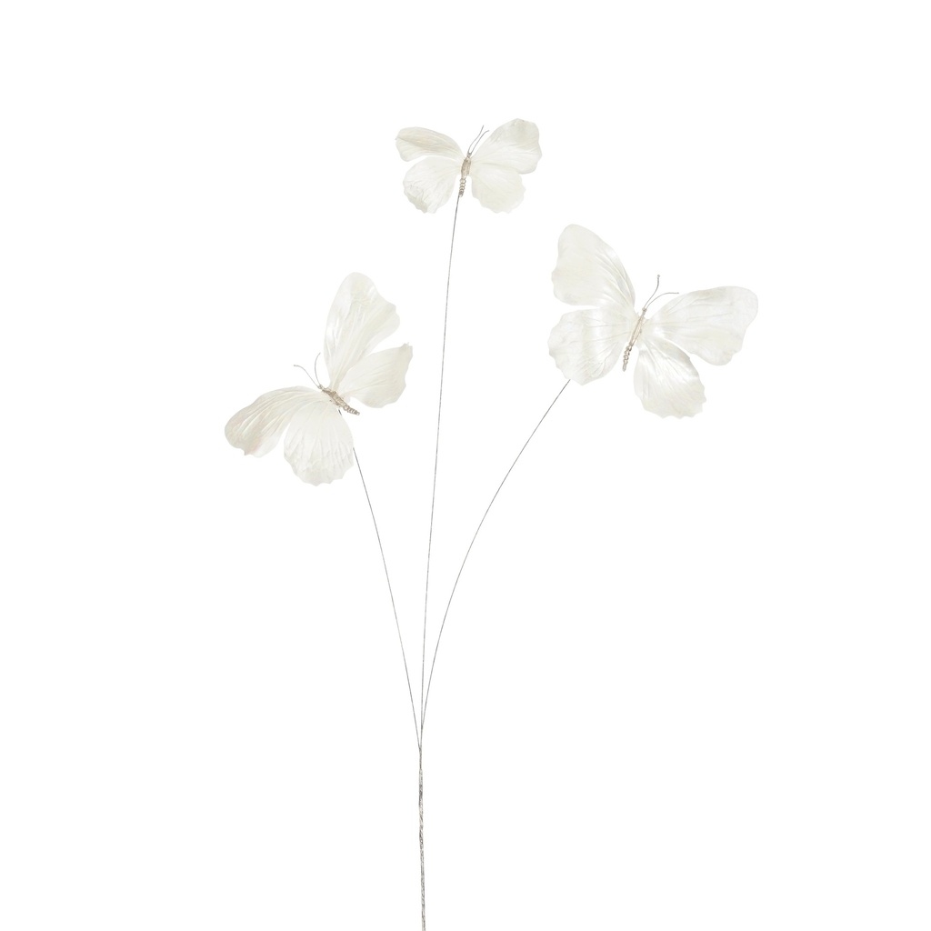 Papillon sur branche blanc 73cm de long 