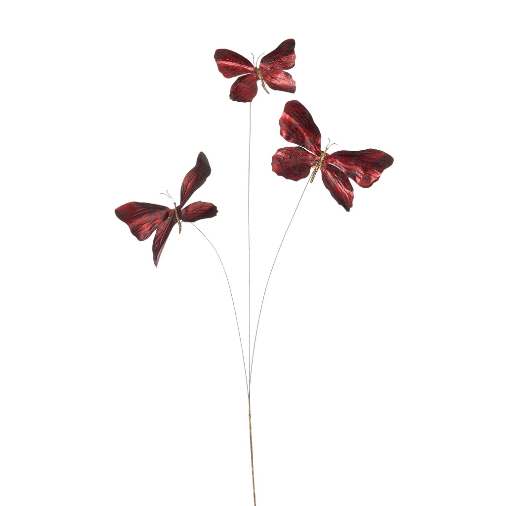 Papillon sur branche bordeaux 73cm de long   