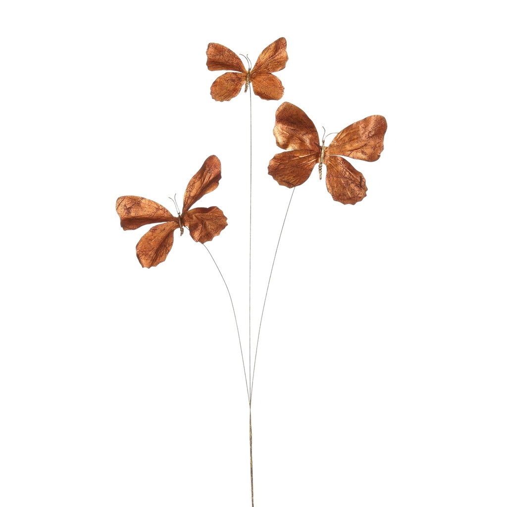 Papillon sur branche cuivré 73cm de long    