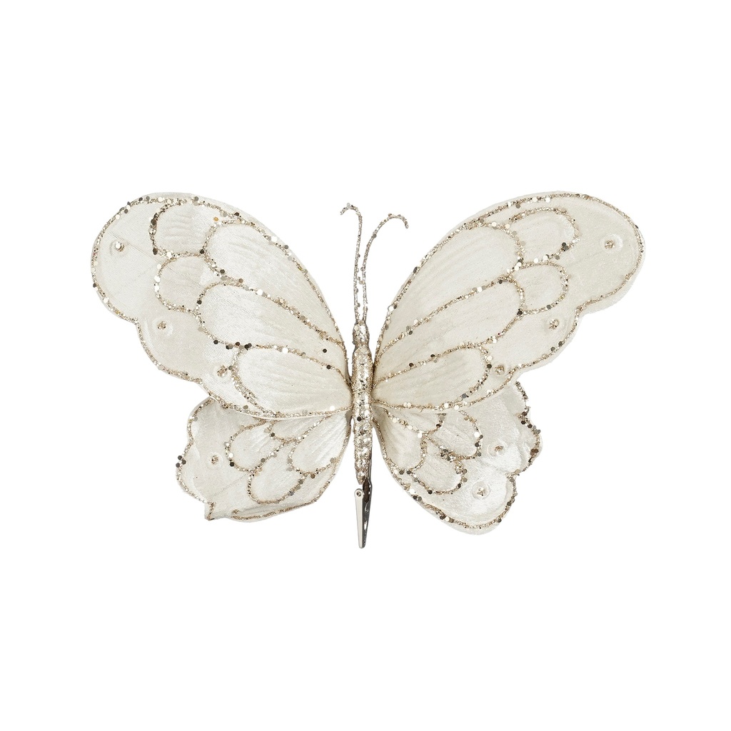 Clip papillon blanc L34xl25xH5cm  
