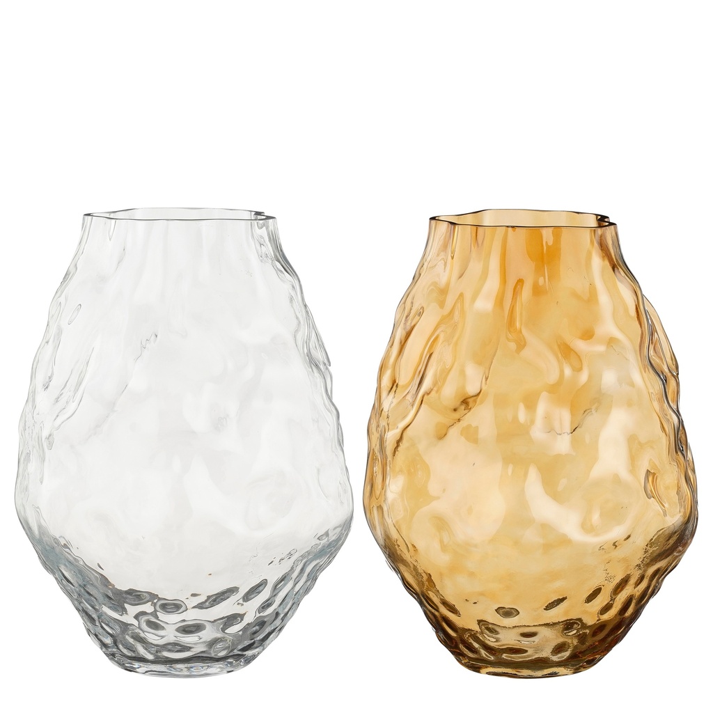 Vase Aria transparent marron 31cm de hauteur et 25cm de diamètre