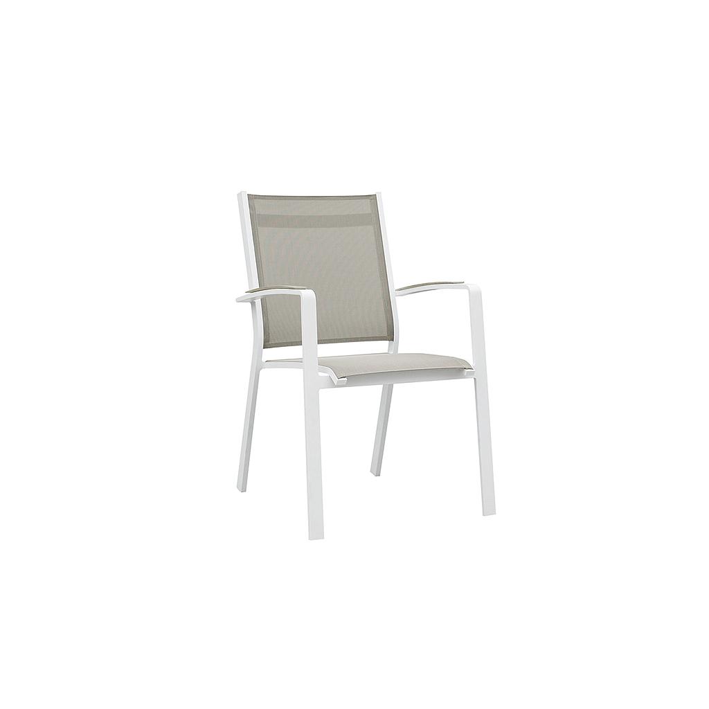 COSMO Fauteuil aluminium Blanc tissu Khaki