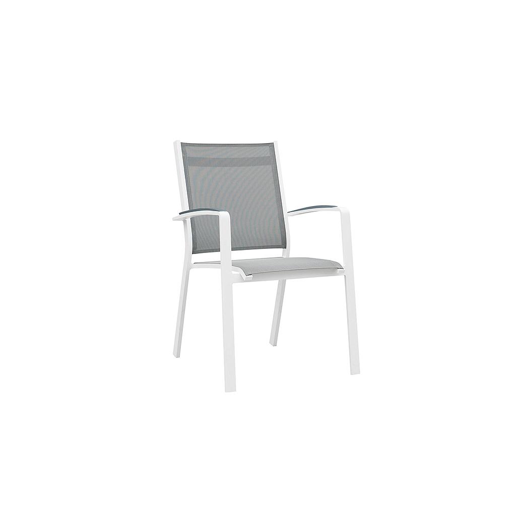 COSMO Fauteuil aluminium Blanc tissu Gris anthracite