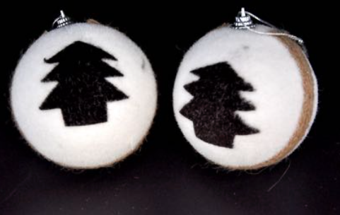 [CB-0109] Boule de noel blanc et noir 8cm
