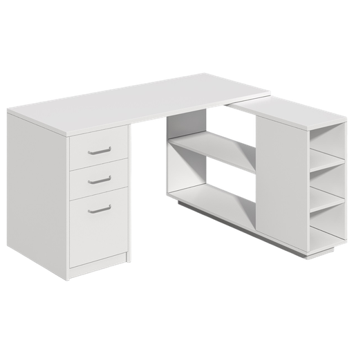 [CHU-CF-U1414-R] Bureau avec 3 tiroirs et rangement côté Droite 75*140/140*60