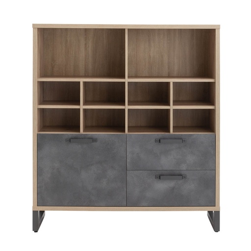[COM-LB2108K76604] Bibliothèque LAFABRICA 1porte 2 tiroirs H147xL130xP35cm