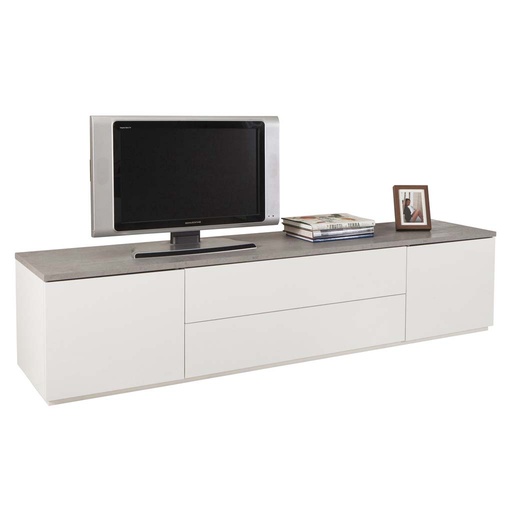 [COM-TV3257K56104] Meuble TV PRIVILEGIO Laque Blanc H45xL200xP45cm