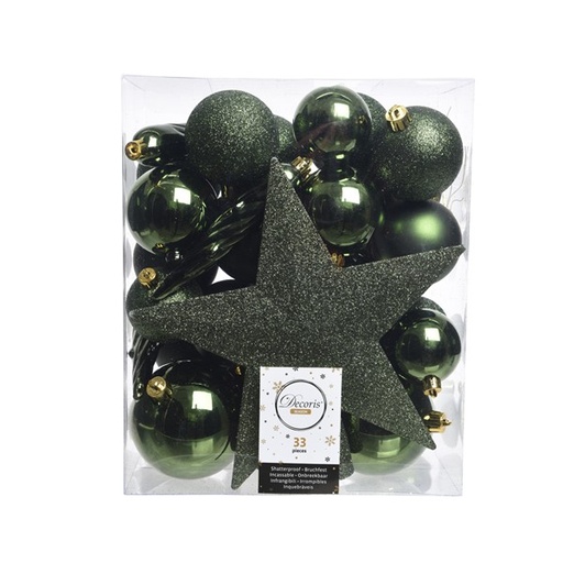 [KAE-023383] Boule de noel mix assortie Vert pin 