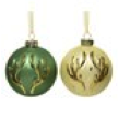 [KAE-030173] Boule verre mat bois cerf 3d 2 col assortie dia: 8 cm