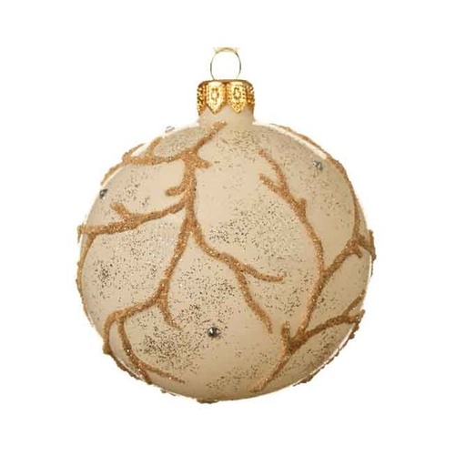 [KAE-050076] Boule déco vr branches allover Blanc laine dia8cm