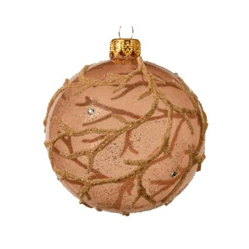 [KAE-050079] Boule déco vr branches allover Beige dia8cm