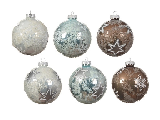 [KAE-061361] Boule de noel en verre assortie dia8cm