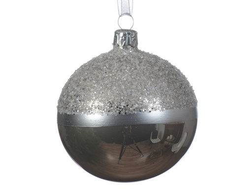 [KAE-081827] Boule de noel en verre lin naturel dia8cm