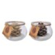 [KAE-205616] Bougie cire pomme pin 2 col assortie dia: 8,50 cm - H: 6,50 cm 
