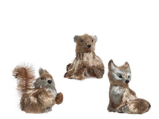 [KAE-610264] Animal poly a/susp brun/brun mele 8x7x10cm/8x7x8cm/9x5x10cm