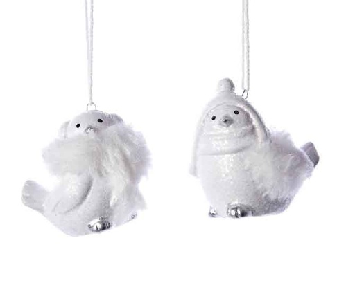 [KAE-633661] Suspension oiseau en terre cuite blanc