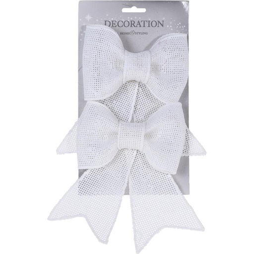 [KOO-CAA006720] Noeuds pailletes blancs 2 pcs 18cm