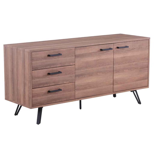 [MAT-S-05-W2] Buffet 3 tiroirs 2 portes H76xL160xP50cm couleur #W2 foncé