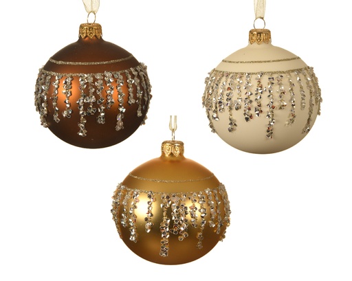 [KAE-050488] Boule de noel en verre  assortie dia8cm