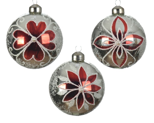 [KAE-061117] Boule de noel en verre  assortie dia8cm