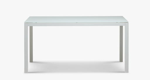 [GAR-LISBTAG958T152-SH-WH] LISBON Table aluminium Blanc 152*90cm vitre 8mm Blanc Brillant