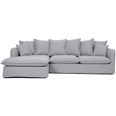 [UT-HOBART-VENICE-SD346-12-GREY-G] Sofa d'angle 100% déhoussable Gris Gauche HOBART  H84xL265xP158/104cm