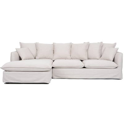 [UT-HOBART-VENICE-SD346-1-NATURAL-G] Sofa d'angle 100% déhoussable Natural  Gauche HOBART H84xL265xP158/104cm