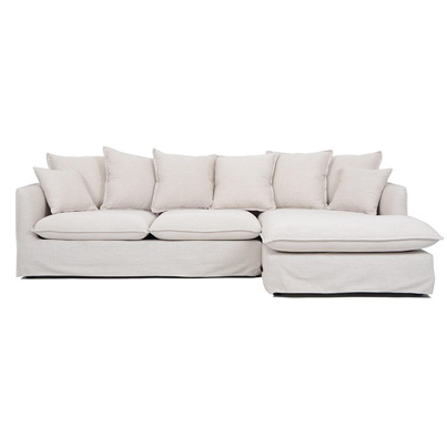 [UT-HOBART-VENICE-SD346-1-NATURAL-D] Sofa d'angle 100% déhoussable Natural Droite HOBART H84xL265xP158/104cm
