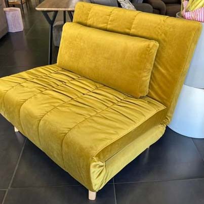 [AD-LAH279N17P100-EI2] Fauteuil convertible EI2 Jaune Moutarde H82xL100xP90 / Couchage H26xL100xP190