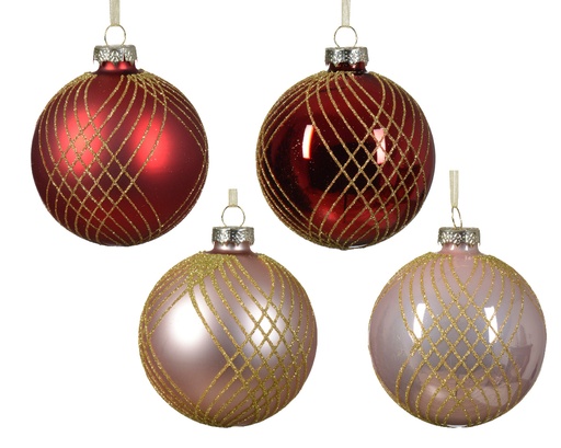 [KAE-070275] Boule de noel mix dia:8cm Rose (copie)