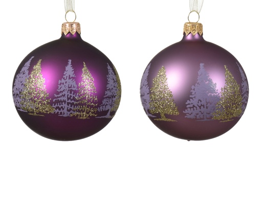 [KAE-083944] Boule de noel mix dia:8cm Mauve