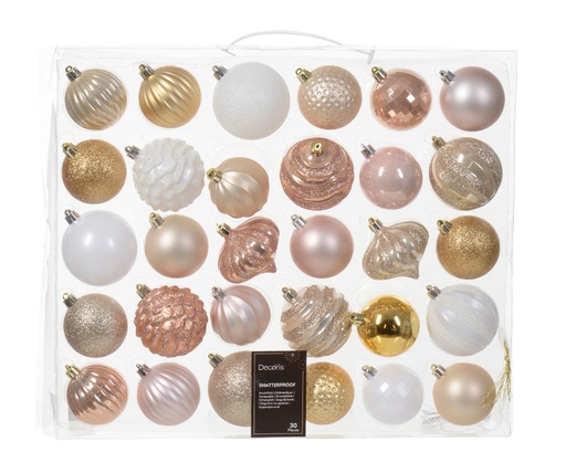 [KAE-021397] Boule de noel mix brillant mat paillette 30pcs dia:7cm