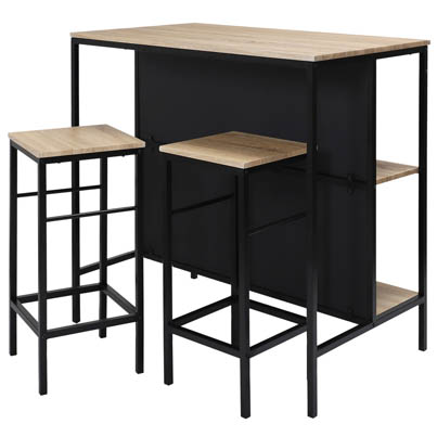 [CMP-HD0233] Table îlot + 2 tabourets LOKA H95xL100xP60cm et H67xL32xP32cm