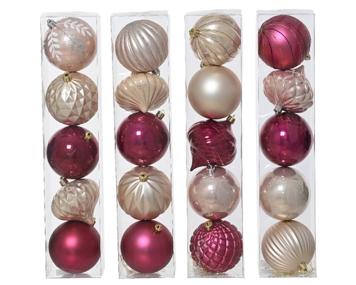 [KAE-021528] Boule de noel dia:8cm 5pcs Rose