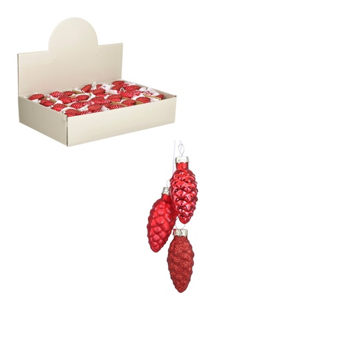 [EDE-1082707] Boule de noel en verre grappe d'ornement 6*3cm Rouge