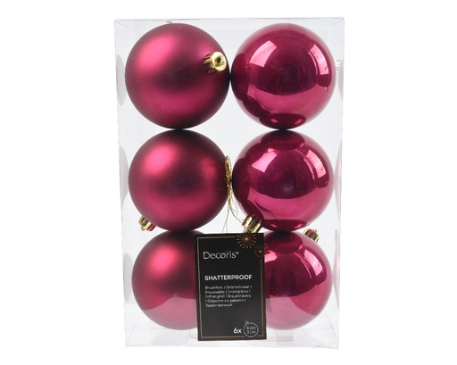 [KAE-022587] Boule de noel dia:8cm 6pcs Rouge Grenade
