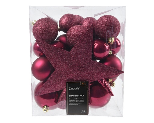 [KAE-023504] Boule de noel dia:8cm 33pcs Rouge Grenade
