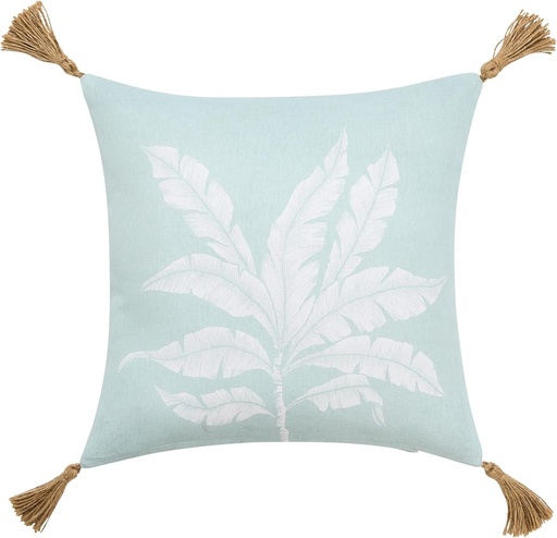 [L3C-1612690] Coussin déhoussable compresse pompons 40x40cm coton/polyester imprime Hera des places
