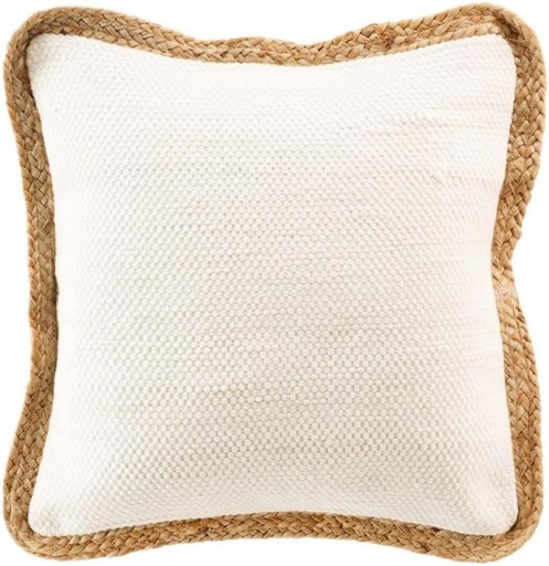 [L3C-1612278] Coussin dehoussable compresse passepoil 45x45cm coton/polyester uni + jute + Akina naturel