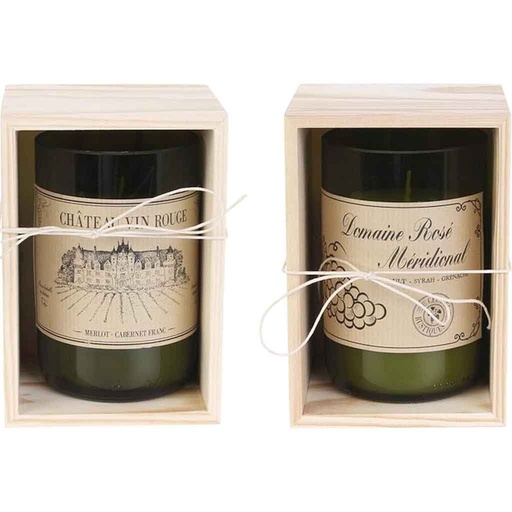 [CMP-BO5392] Bougie parfumee vin coffret bois H12cm M12