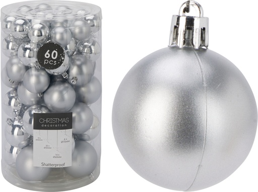 [KOO-ACS300410] Boule de noel 60pcs Argent